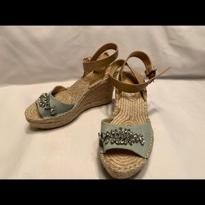 Espadrilles wedge straps sandals jute rope bling